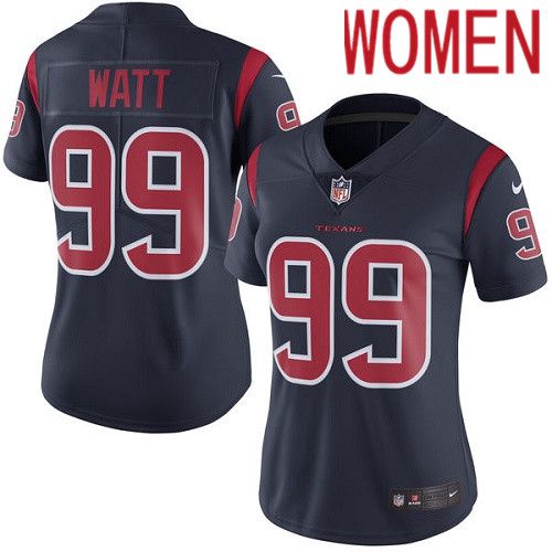 Women Houston Texans 99 J.J. Watt Navy Blue Nike Rush Vapor Limited NFL Jersey
